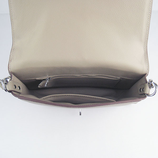 Replica Hermes Togo Leather Messenger Bag Grey 8079